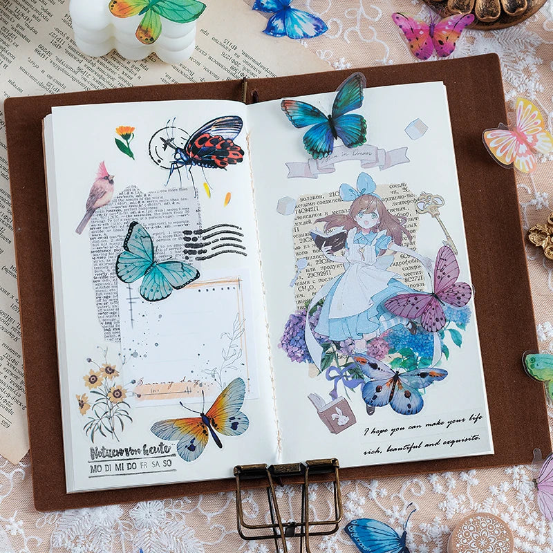40pcs Variety Butterfly Decorative Waterproof Stickers Cute Aesthetics Sticker DIY Scrapbooking Aesth Decor Sticker Stationery Qme