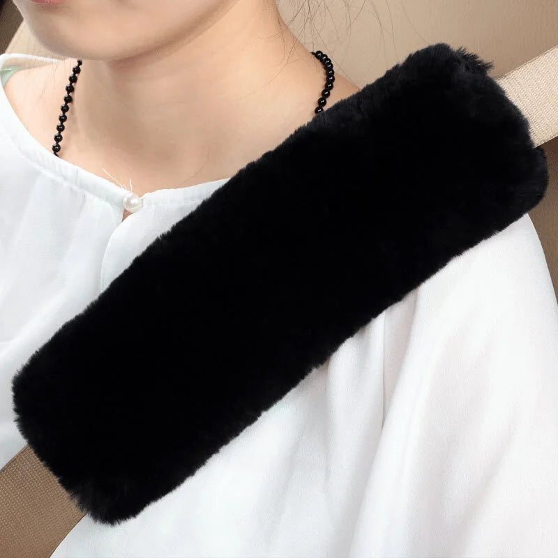 Car Seat Belt Cover Shoulder Warmer Pad Seatbelt Accessories Interior Qme Black