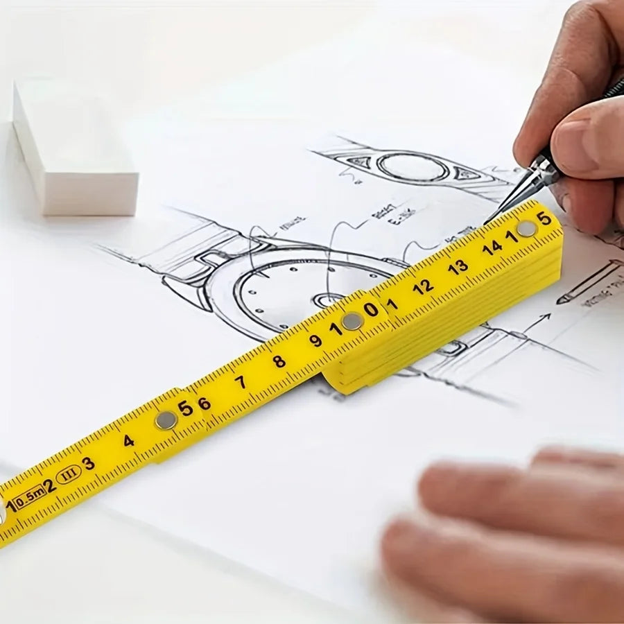 Mini Folding Ruler Keychain Portable Plastic Measuring Tape Qme