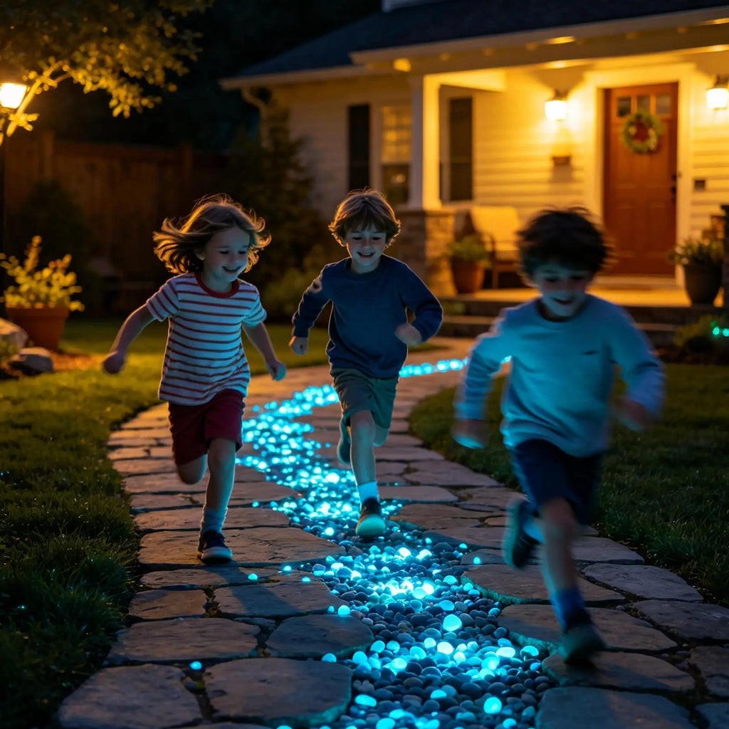 Garden Glowing Stones 300-Pieces Resin Decorative Yard Pebbles Glowing Pebble Rocks for Walkway Backyard Fairy Garden Pathway Qme