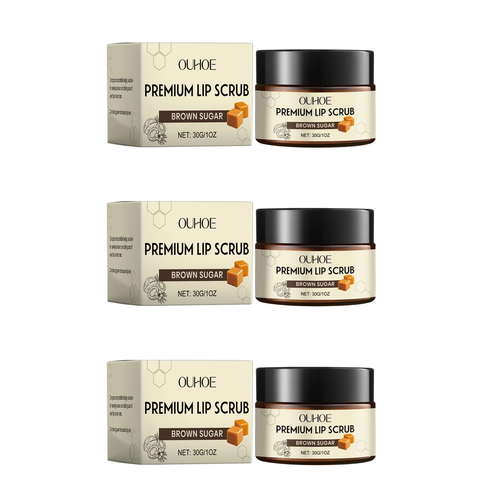 Brown Sugar Lip Scrub Gentle Exfoliating Dead Skin Removal Fade Lip Lines Moisturizing Nourishing Dry Chapped Lip Care 30g Qme 3 x 30g Boxed