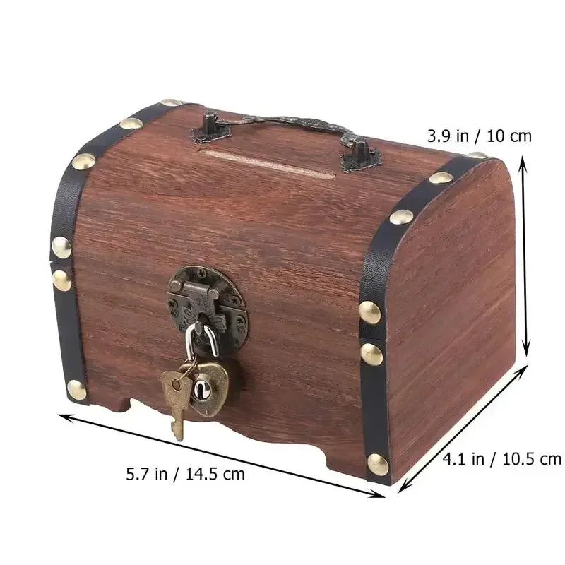 Treasure Chest With Lock Vintage Treasure Storage Box Piggy Bank Organizer Saving Box Case With Lock For Home Retro Decoration Qme