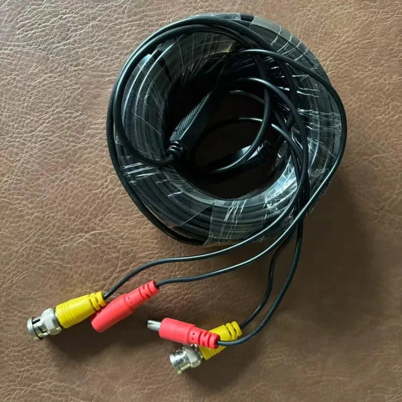 1PCS BNC+DC Extension Cable 4.0mm Diameter Camera Cable AHD Coaxial HD Surveillance Video Power Integrated Ready-to-Use Cable Qme 20M Black
