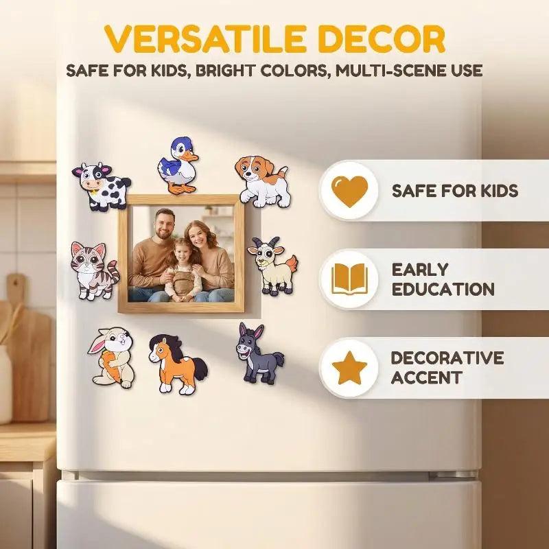 2D Flat Cute PVC Fridge Magnets Cartoon Farm Animal Dishwasher Kitten Qme