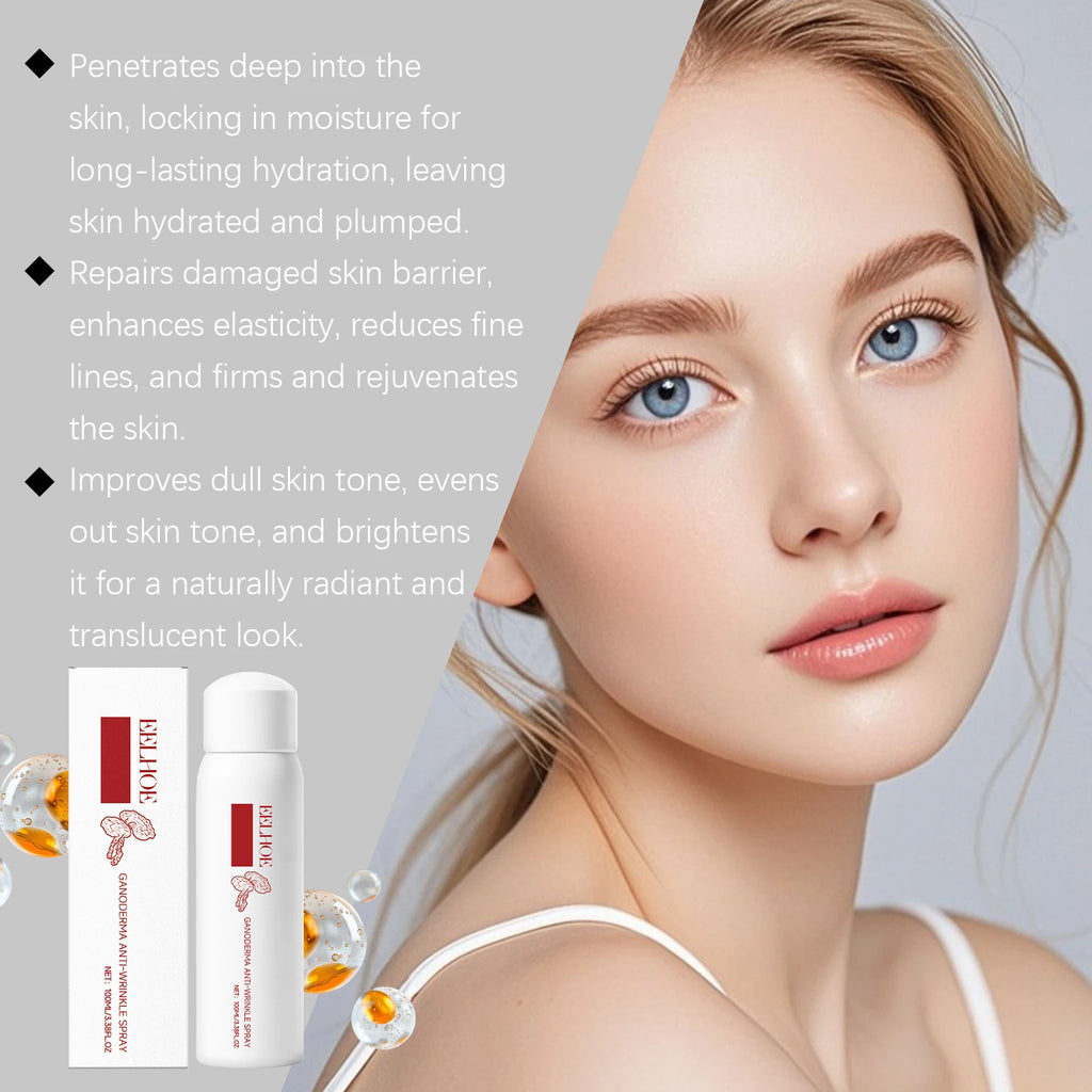 Lingzhi Moisturizing Facial Toner Spray Anti-Wrinkle Hydrating Brightening Refreshing Non-sticky Rejuvenating Ganoderma Face Mis Qme