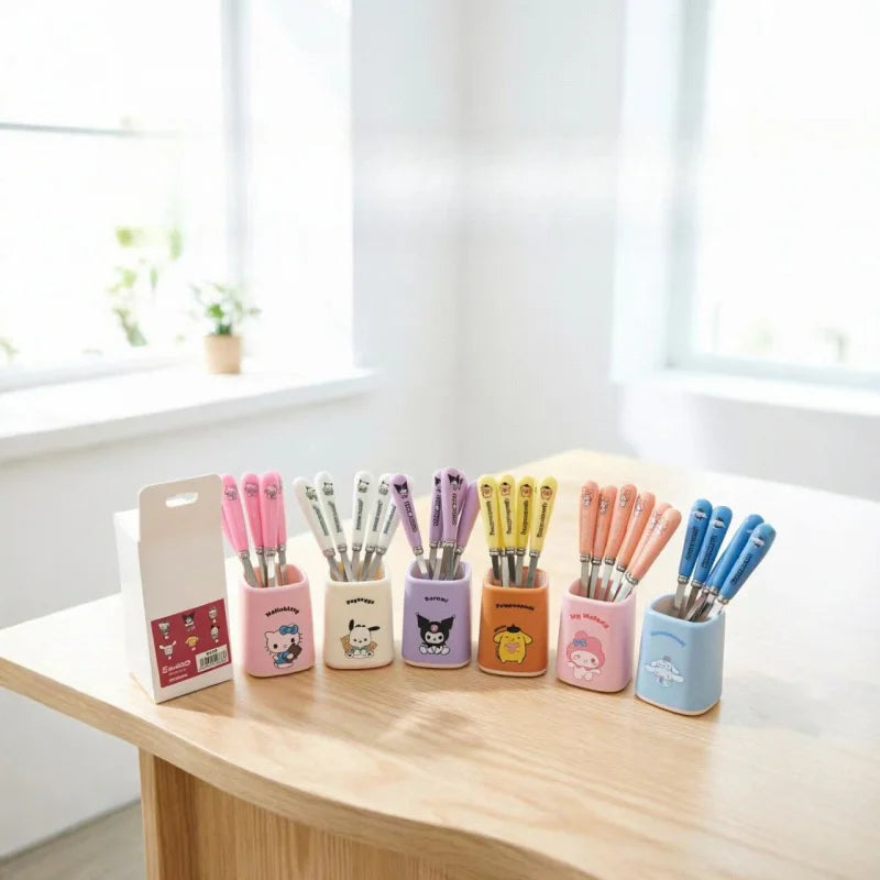 Hello Kitty Kuromi Fork Cute Cartoon-Style Stainless Steel Fruit Fork for Home Use Instagram-Worthy Set Qme