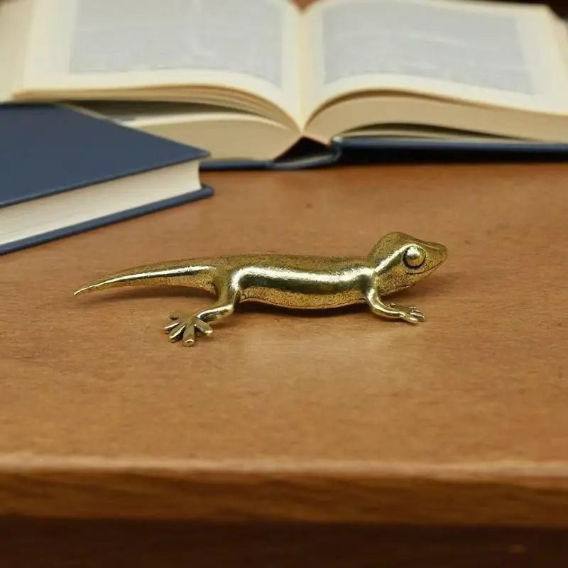 Vintage Brass Gecko Statue Home Desktop Decoration Animal Ornaments Qme