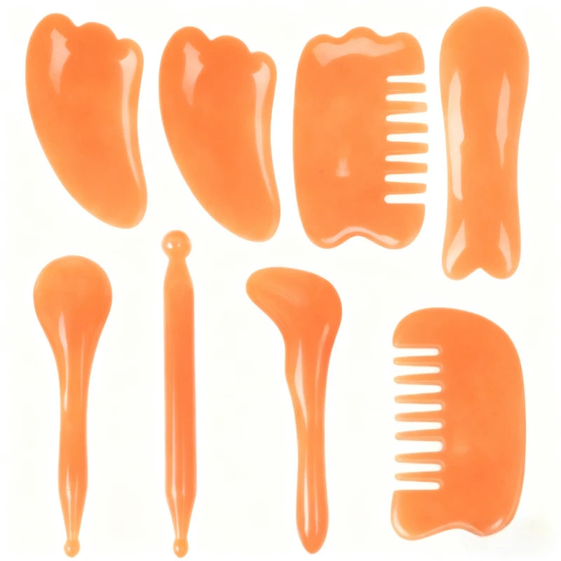 7-Piece Gua Sha Beauty Massage Tool Natural Resin Scrapers Relaxing Qme