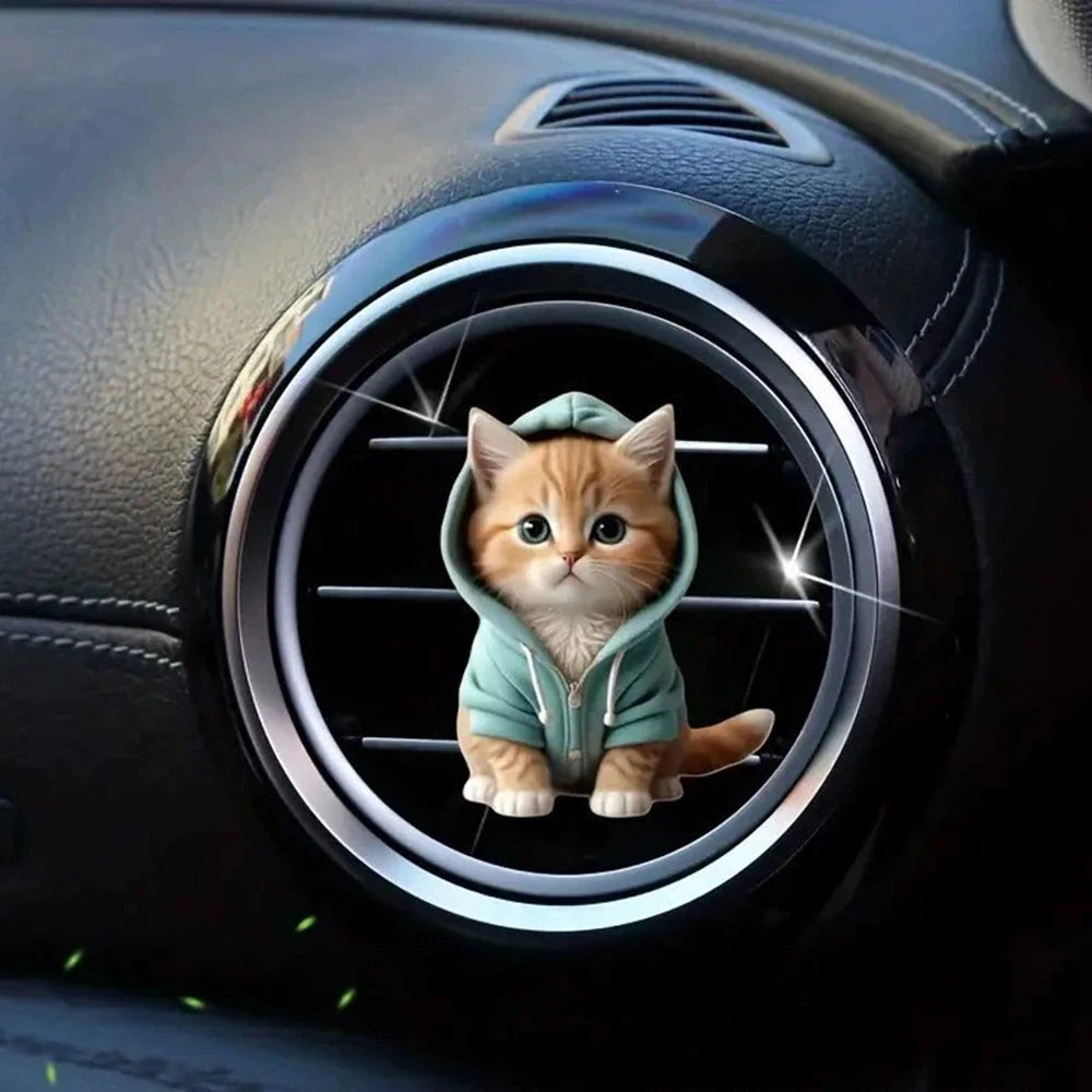 Car Hoodie Kitten Finished Ventilating Clip Car Decoration Aromatreatment Acrylic Accessories Qme
