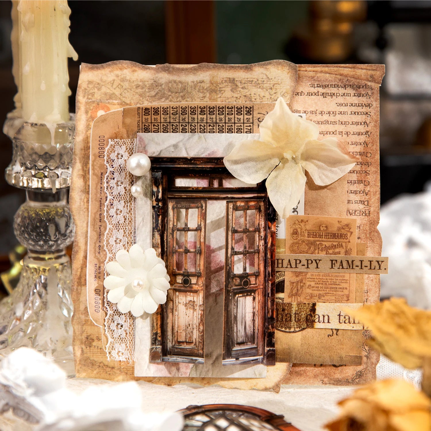 Vintage Door Frame Sticker Pack 10 Sheets/Bag Scrapbook Stationery DIY Journal Phone Case Notebook Decoration Qme