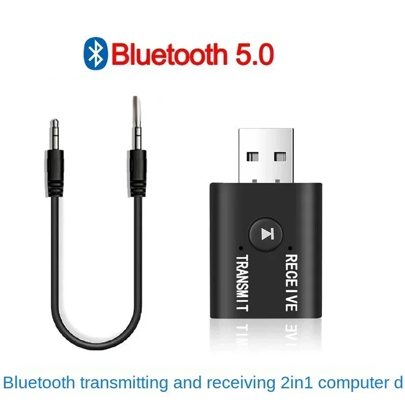 BT5.0 Bluetooth Adapter Wireless Audio Receiver and Transmitter Dual Function Bluetooth 5.0 USB For Speaker Parts Qme