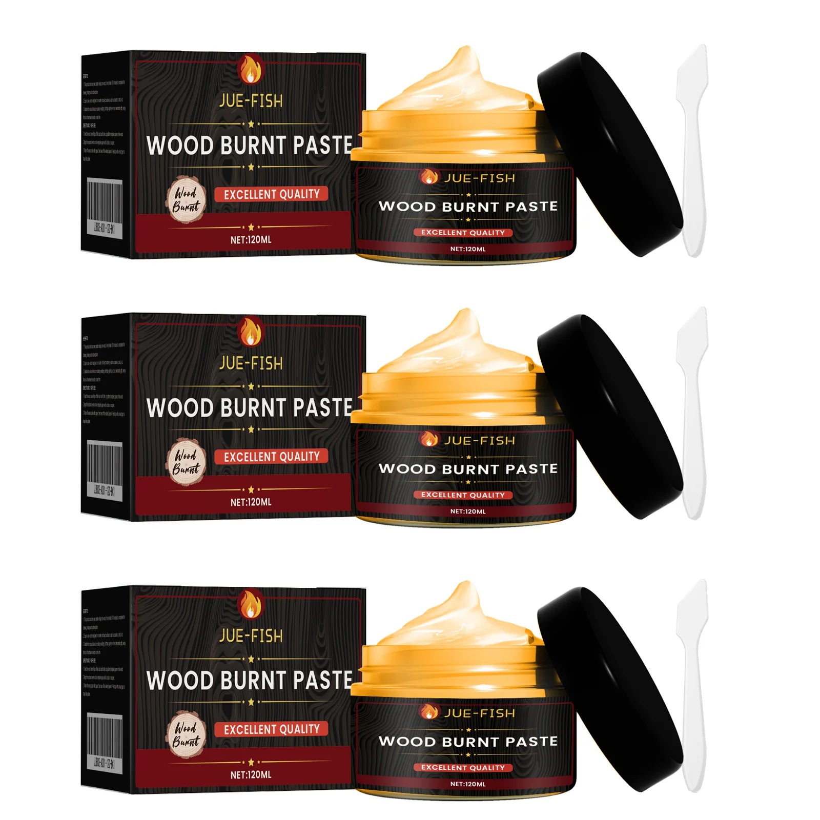 Original Wood Burning Paste Quickly Shaping Patterns Inspiring Artistic Creativity Easy to Use DIY Pyrography Wood Burning Cream Qme 3 x 120ml Boxed