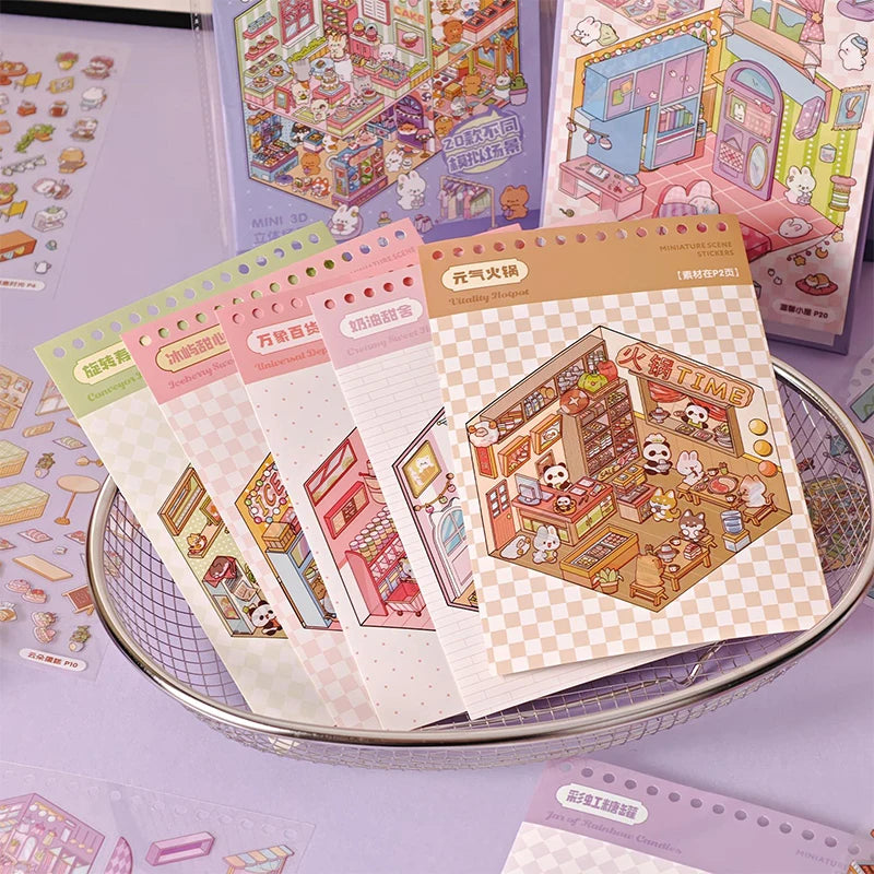 Sticker Book 3D Diorama Quiet Crafts Miniature House Scenes Visual Qme Default Title