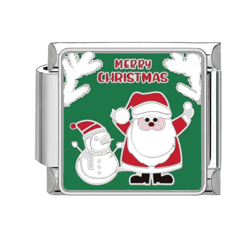 Fashion 2025 Colorful Christmas Socks Snowman Deer Italian Charms Fit 9mm Stainless Steel Women Fashion Bracelet DIYJewelry Gift Qme Style 8