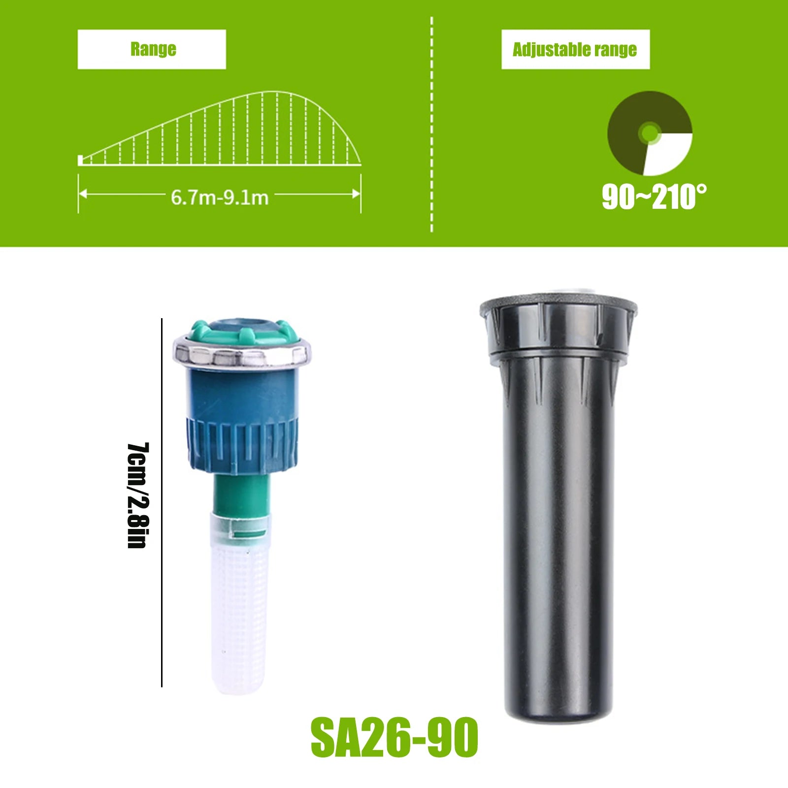 Ray Jet Nozzle Sprinkler with 90-210/360 Degree Arc Garden Water Sprinkler 2.5-10.7m Range for Plant Flower Bed and Yard Area Qme Style E
