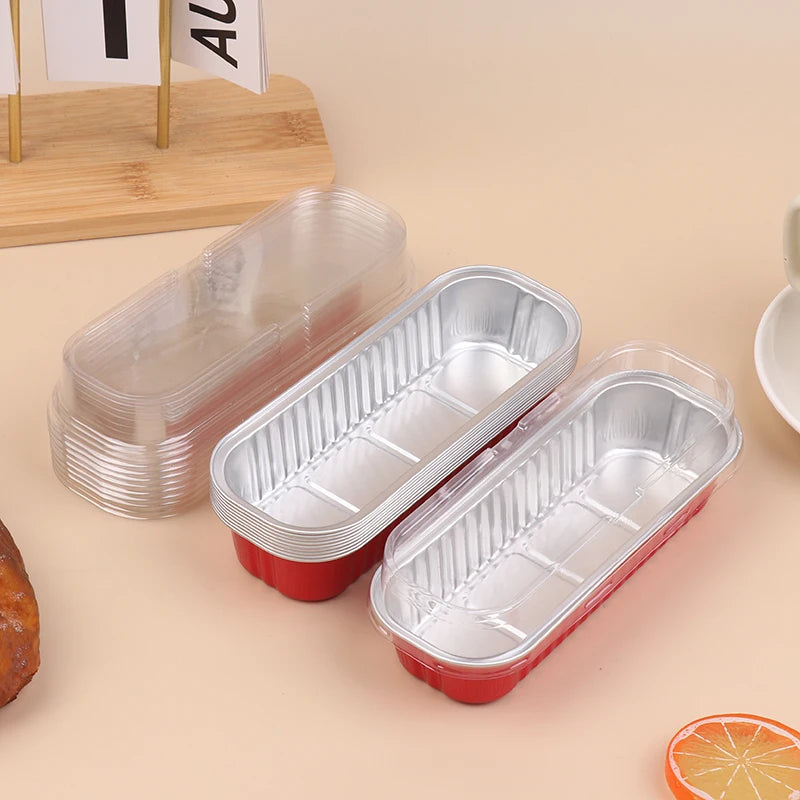 Mini Loaf Baking Pans Lids Rectangle Aluminum Foil Box Cake Pan Qme Red