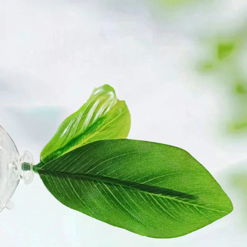 1 Pc Green Leaf Hammock For Betta Fish Stress-Reducing Aquarium-Safe Decor With Suction Cup For Fish Tank Fake Plants Decoration Qme
