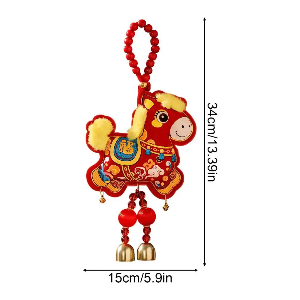 Horse Decorations Good Fortune Ornament with Bell Pendant Embroidery 2026 Chinese New Year Door Decorations for Wealth Success Qme 01