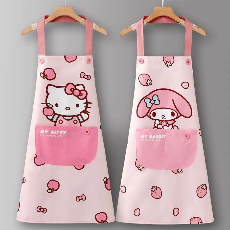 Hello Kitty Grease- and Water-Resistant Apron For Home Cooking and Stir-Frying Cooking Apron and Workwear Qme