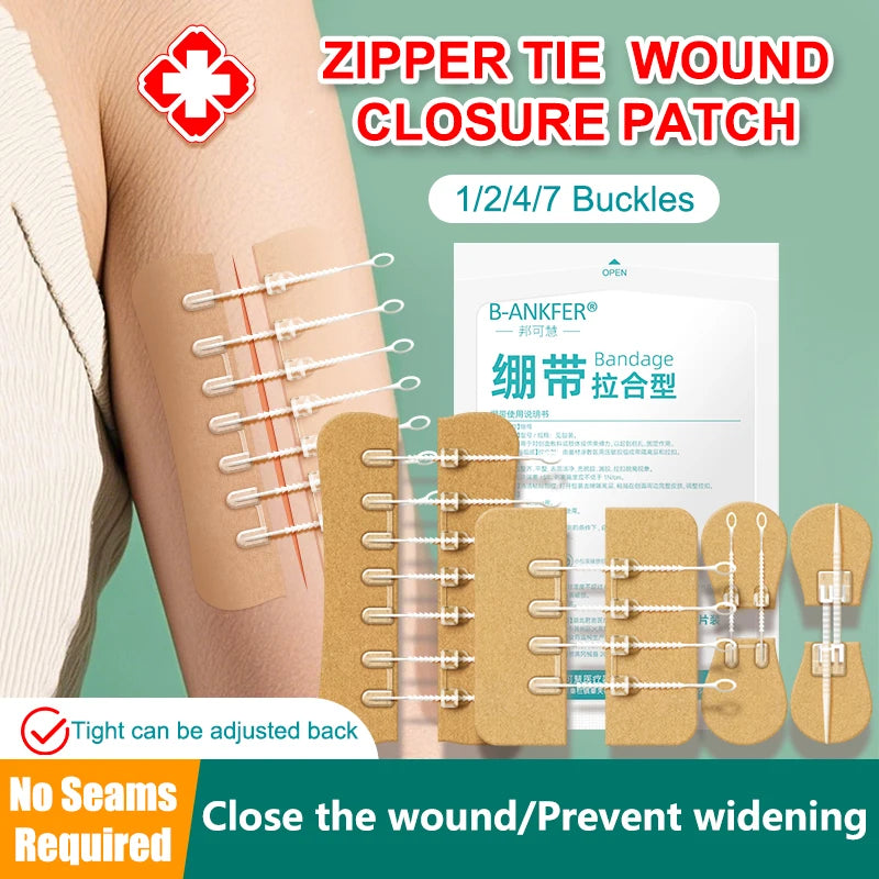 Zipper Tie Wound Closure Patch Sutureless Quick Hemostatic Instant Qme