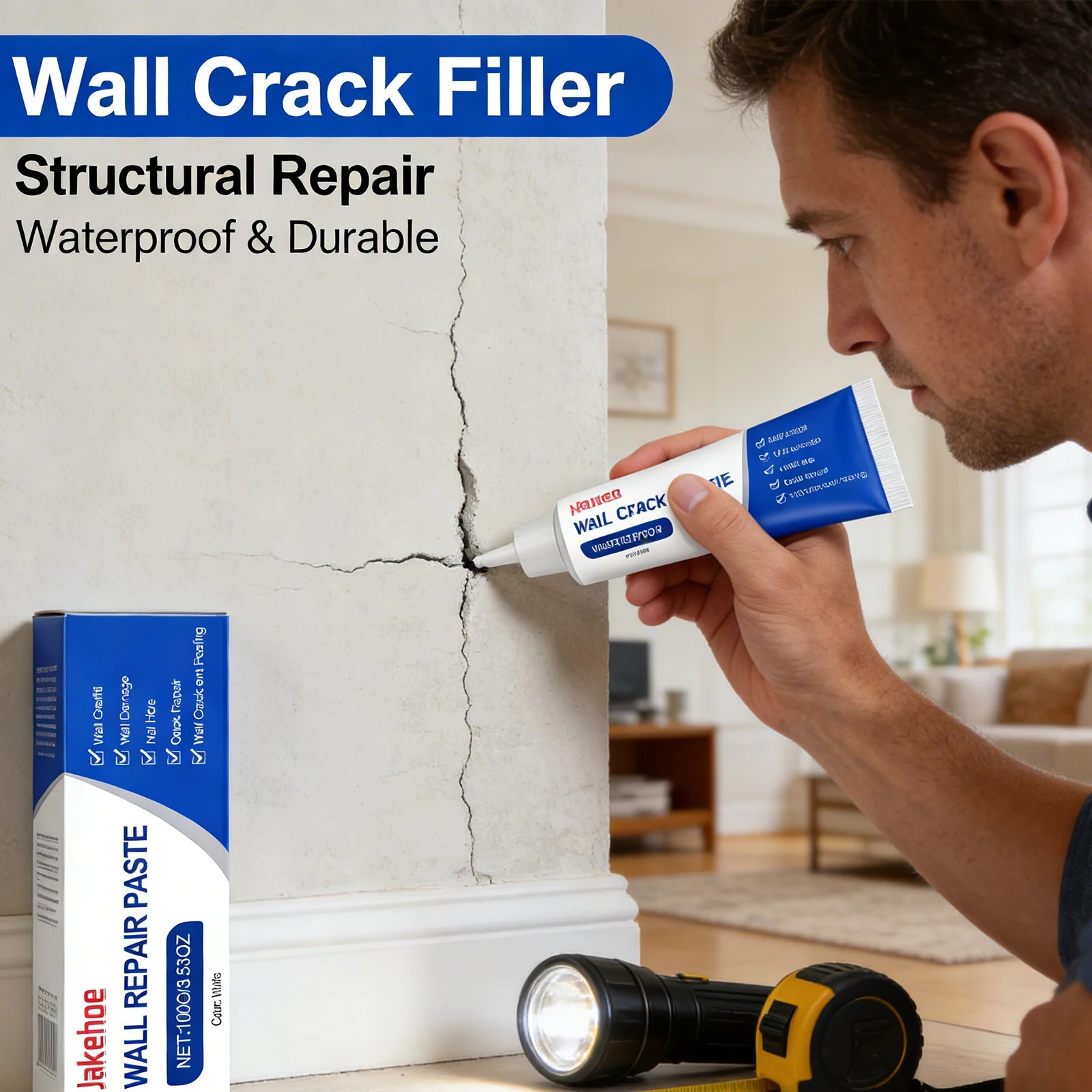 Wall Repair Paste Repair Wall Damage & Graffiti Fill Nail Hole Prevent Wall Cracking Peeling Restore Smoothness Wall Repair Kit Qme