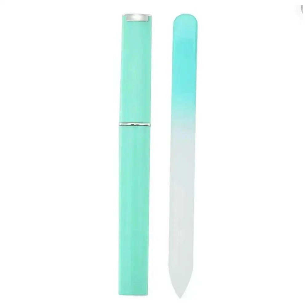 Glass Nail Files Natural Nails Double Side Polish Crystal Fingernail Qme green