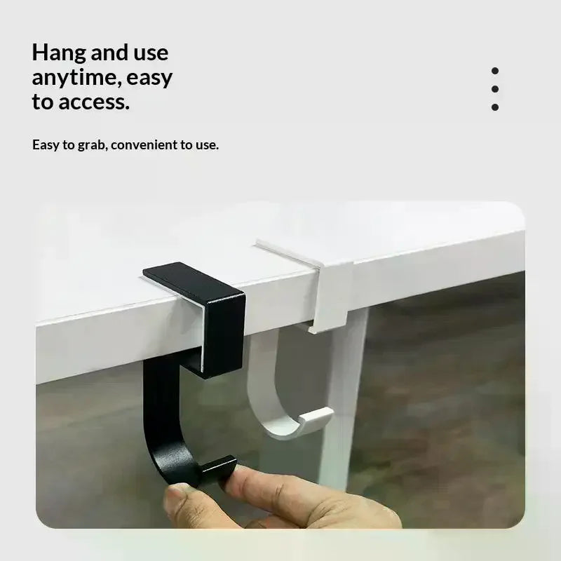 Desk Bag Hook Anti-Slip Sleek Hanger For Office & Student Desk Storage Punch-free Removable Utility Table Hooks Purse Hook Qme