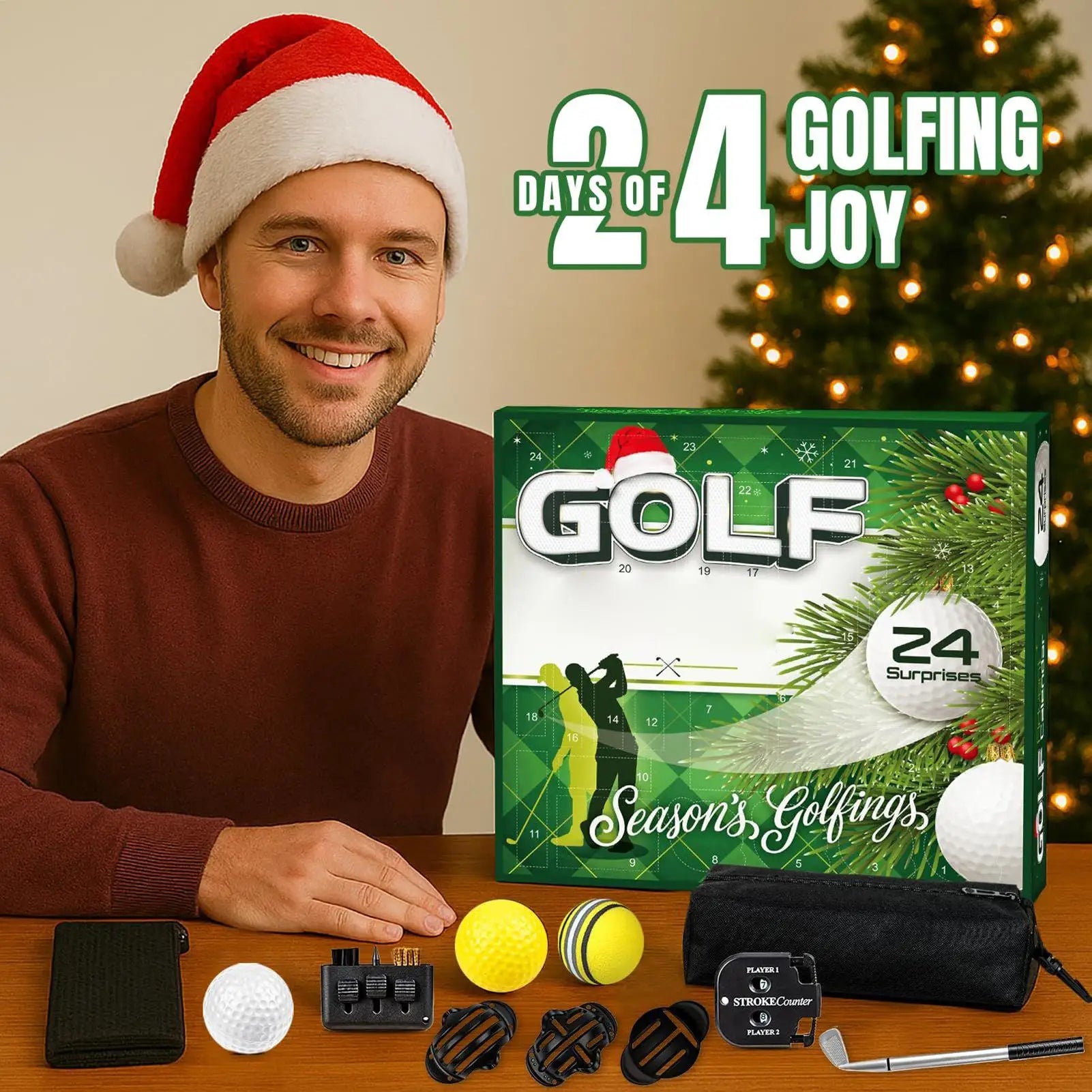 Christmas Countdown Calendar Festive Advent Favors 24 Days Christmas Countdown Golf Accessories For Adults Husband Family gifts Qme