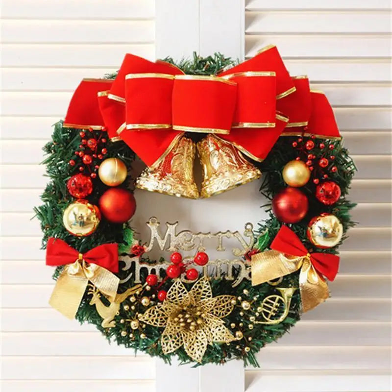 30/40cm New Green Christmas Decoration Wreath Encrypted PVC Ordinary Leaf Simulation Wreath Door Hanging Christmas Wreath Qme