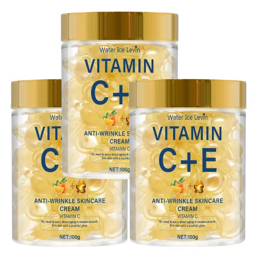 Vitamin C+E Anti-Wrinkle Skincare Cream with Retinol & Hyaluronic Acid for Moisturizing, Protecting & Smoothing Skin. Qme YELLOW 100g