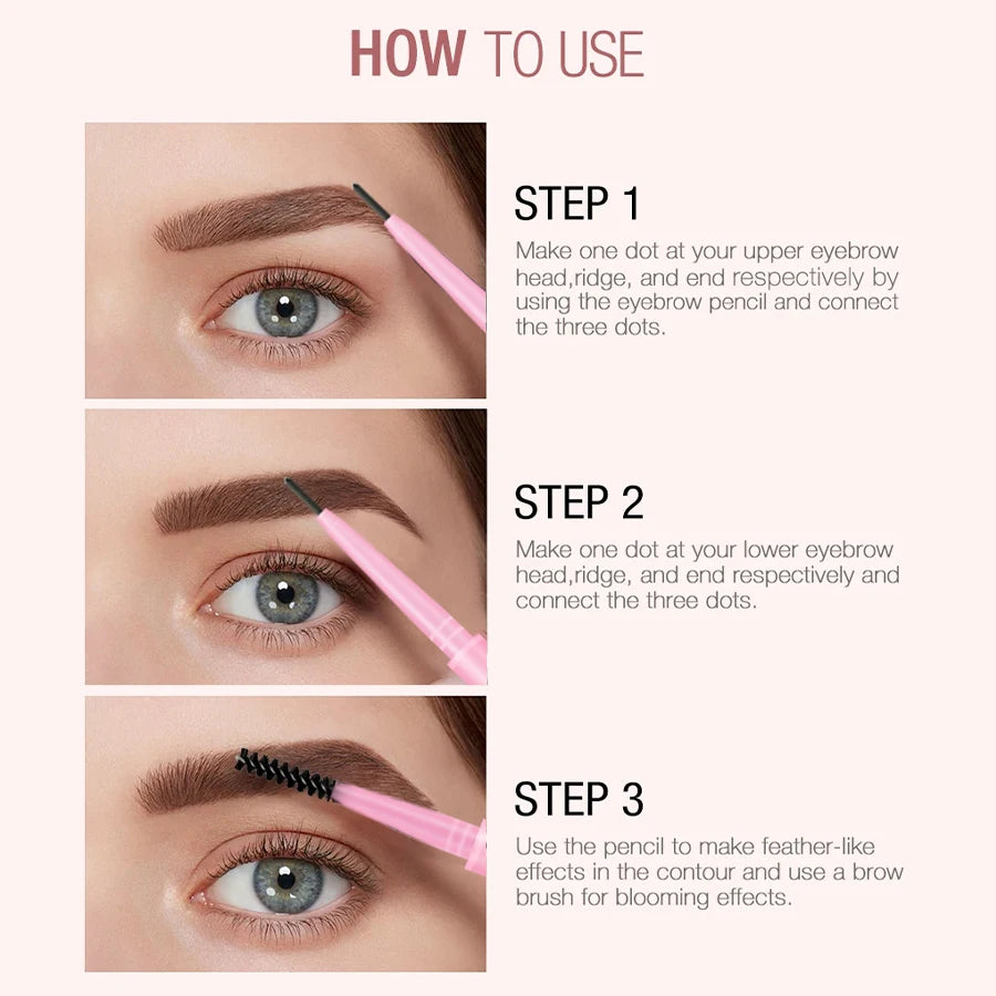 6 Colors Ultra-fine Double Headed Rotable Eyebrow Pencil Eye Korean Qme