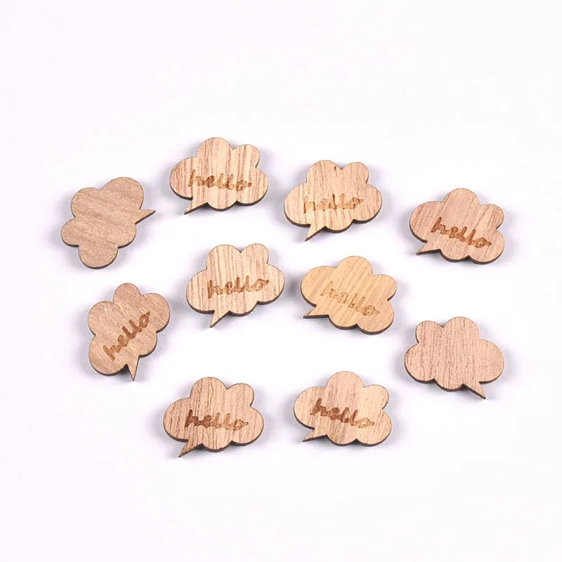 20Pcs 10-25mm Vintage Mix Pattern Bee/Cat/Mushroom/Diamond Wood Pendant Crafts DIY Scrapbook Handmade Supplies Hanging Ornaments Qme 5