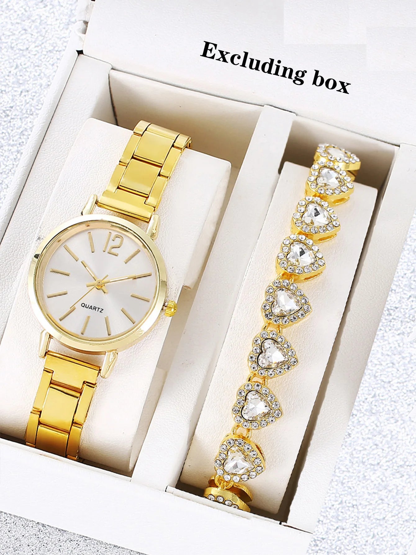 2-piece fashionable and trendy women's slim and narrow watches, simple and versatile, student women's quartz watch set Qme Jin Bai No