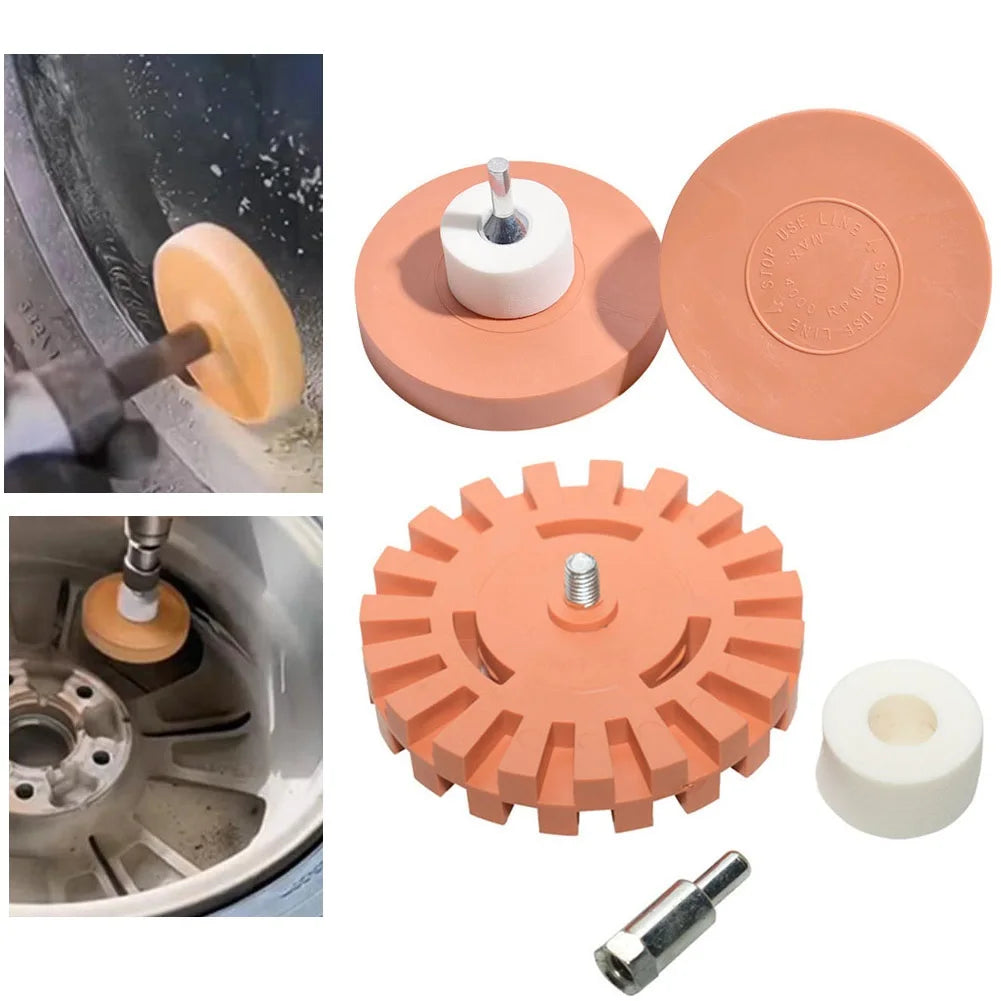 Car Eraser Wheel Adhesives Remover Rubber Wheel Stickers Decal Vinyl Tape Adhesives Remover Wheel Cleaning Tool Qme