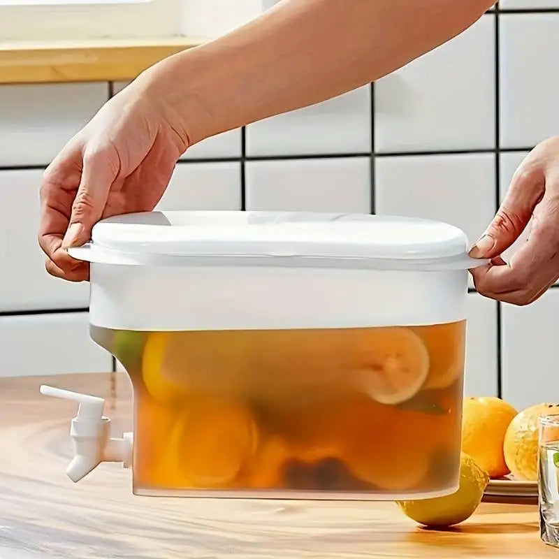 3.5L Water Kettle With Faucet Beverage Dispenser Cold Juice Lemonade Drinks Bucket Liquid Storage Tank Outdoor Fridge Organizers Qme