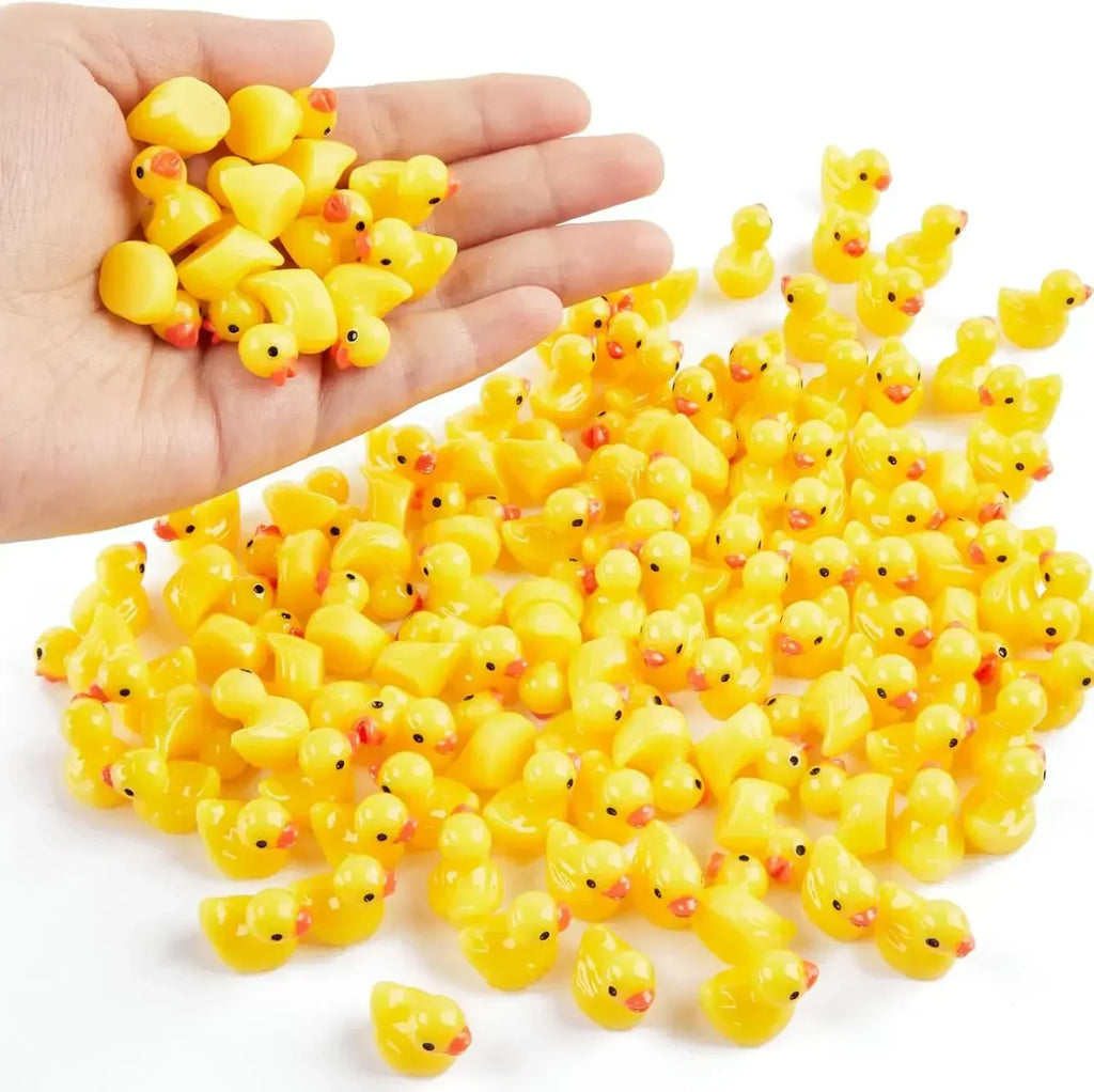100/50/20Pcs/set Mini Resin Ducks Tiny Duck Miniature Figures Bulk Little Duck Charms for Party, DIY Micro Landscape Decorations Qme