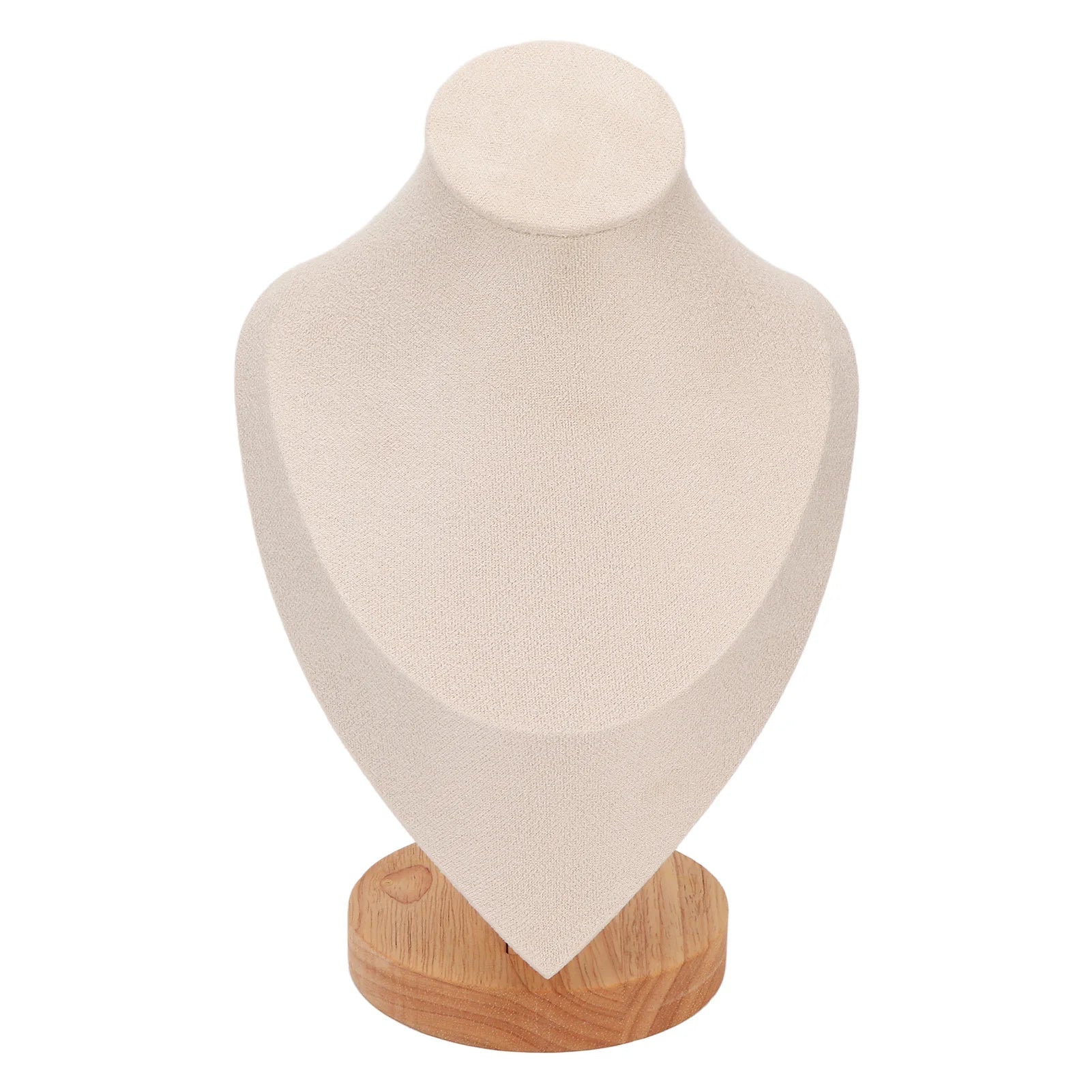 Necklace Display Holder Multipurpose Elegant Wood Jewelry Bust Stand for Home Jewelry Store Trade Show Qme beige