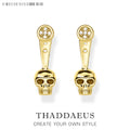 Ear Jackets Skull Stud Earrings Europe Style Fine Jewerly For Women Vintage Gift In Pure 925 Sterling Silver Qme Gold Plated