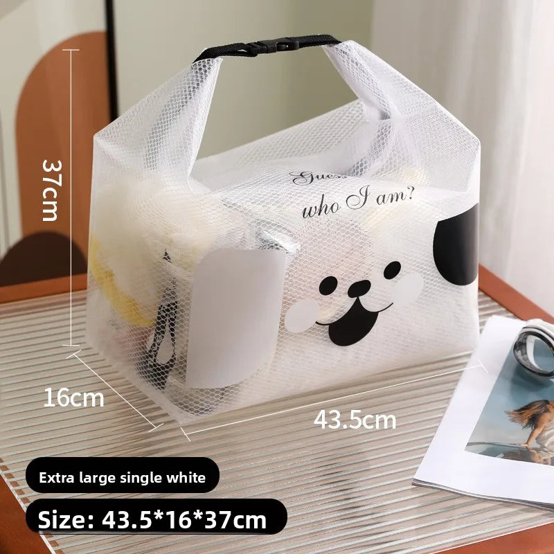 A Waterproof Storage Bag, Fitness Clothing Swimming Bathroom Large Capacity Drawstring, Men's And Women's Outdoor Toiletries Bag Qme PrintedWhitePlus
