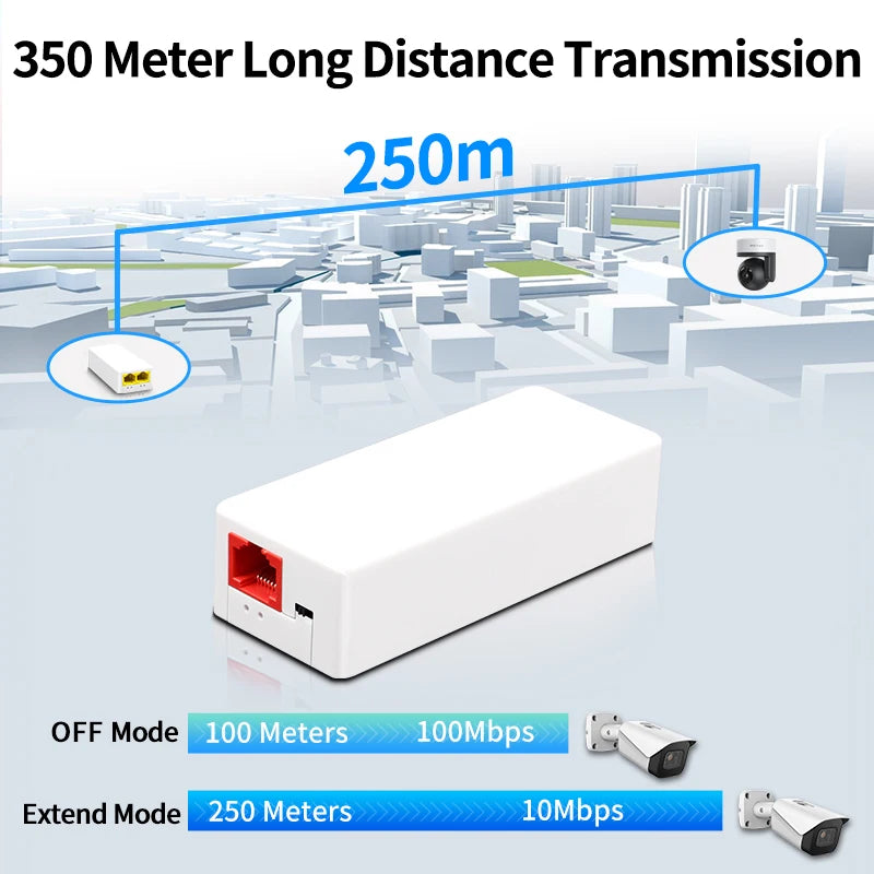 2 Port POE Repeater 100Mbps 1 to 2 PoE Extender with IEEE802.3af/at Plug&Play 48V for PoE Switch NVR IP Camera AP Qme