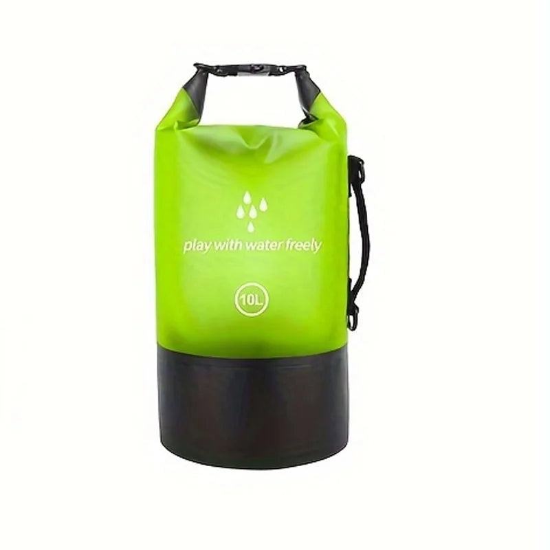Men's and women's waterproof dry bag, 10L roll top lightweight small storage bag camping, hiking, and beach accessories backpack Qme green