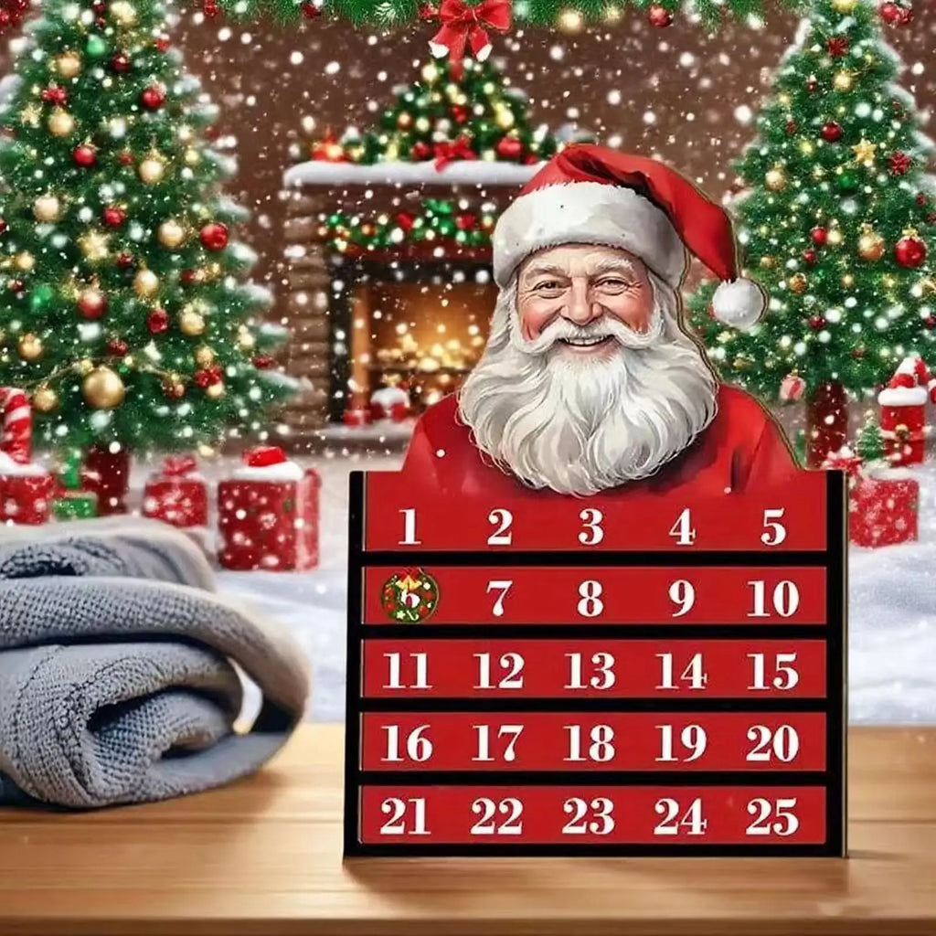Wooden Christmas Countdown Calendar 24 Day Toy Display Decor Vacation Qme