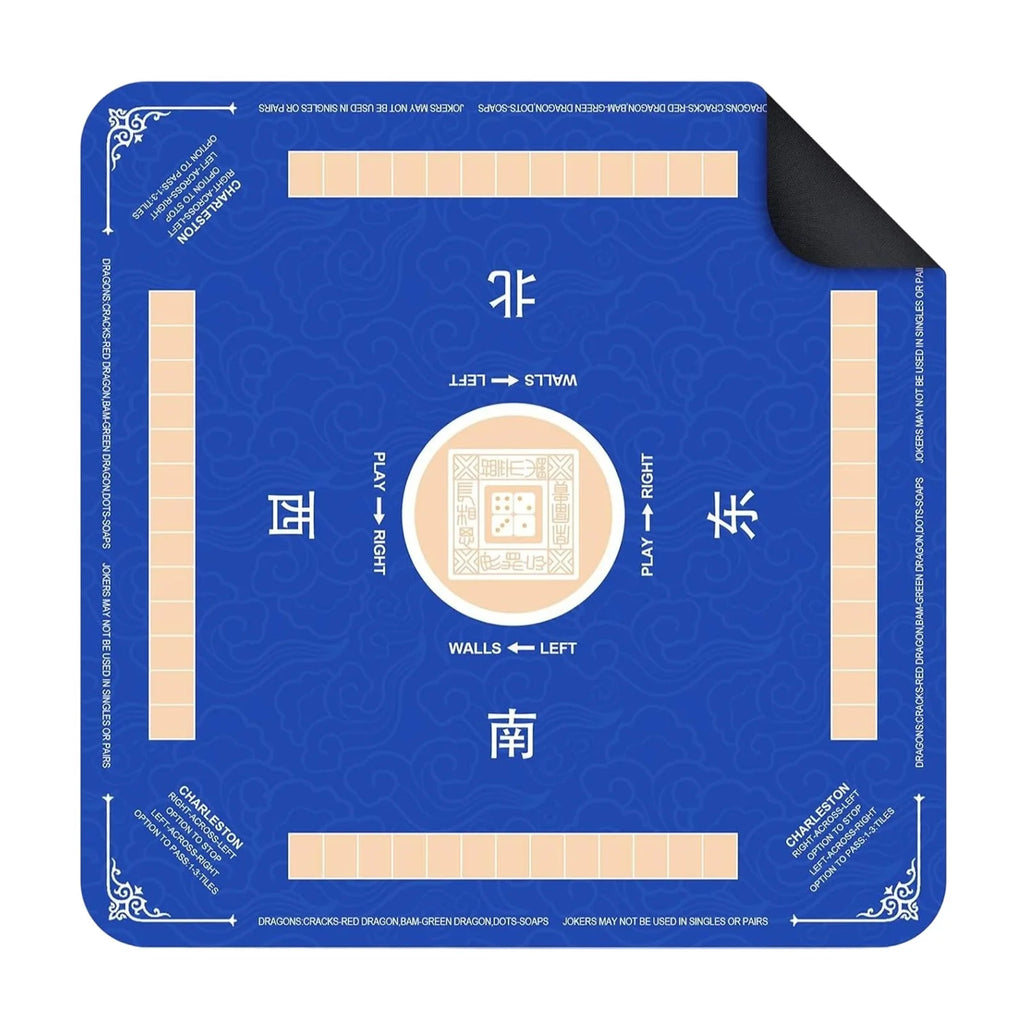 Square Noise Reduction Anti-Slip Wear-Resistant Poker Mahjong Mat Multipropose Home Office Decorative Tablecloth Qme Blue S