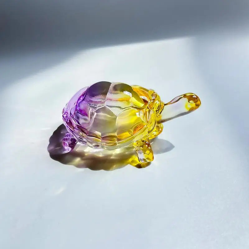 Glass Simulation Small Turtle Ornaments Glass Golden Turtle Home Fish Tank Landscaping Auspicious Decorations Qme A6