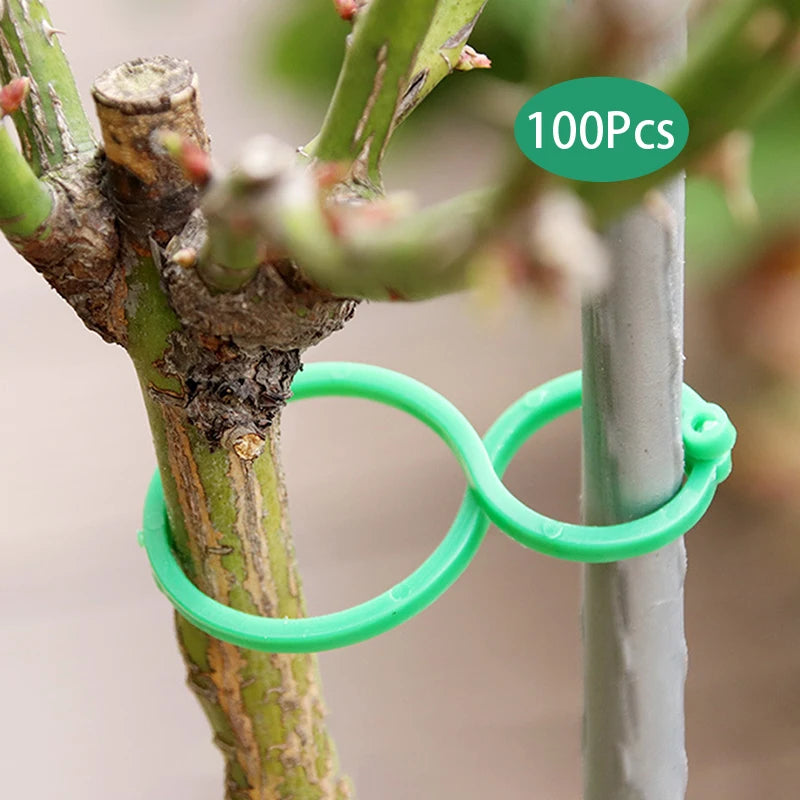 ^100Pcs Garden Vine Strapping Clips Plant Bundled Buckle Ring Holder Tomato Qme
