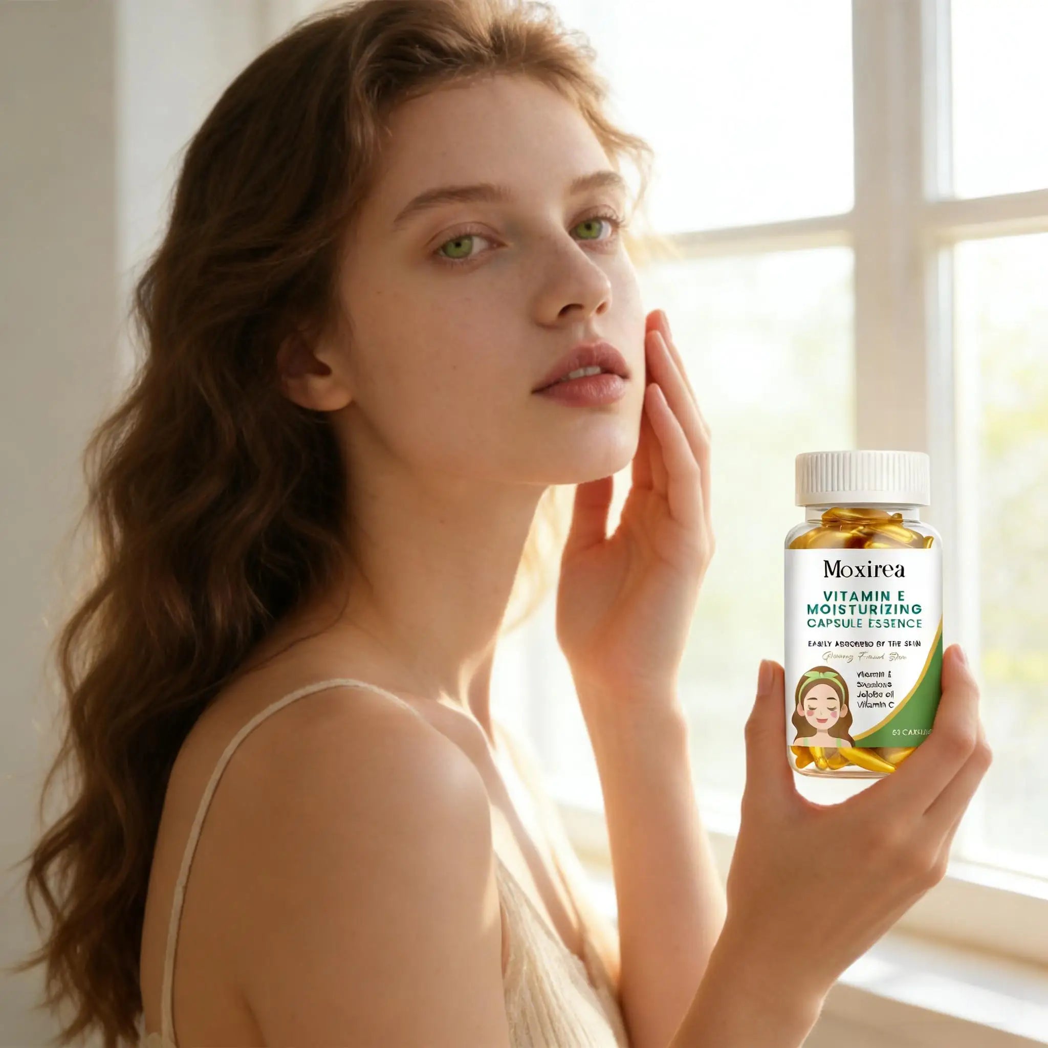 Vitamin E Facial Hydrating Essence Oil Antioxidant Lighten Dark Yellow Tone Reduce Fine Lines Firming Skin Moisturizing Capsules Qme