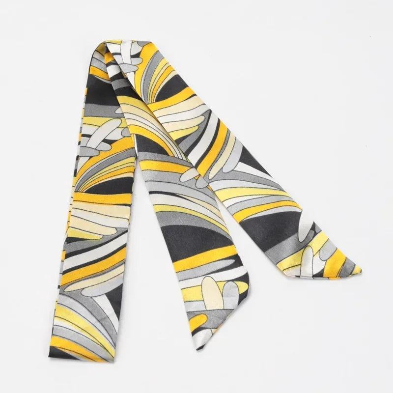 Skinny Scarf Hair Small Women Simple Handle Ribbon Fashion Printing