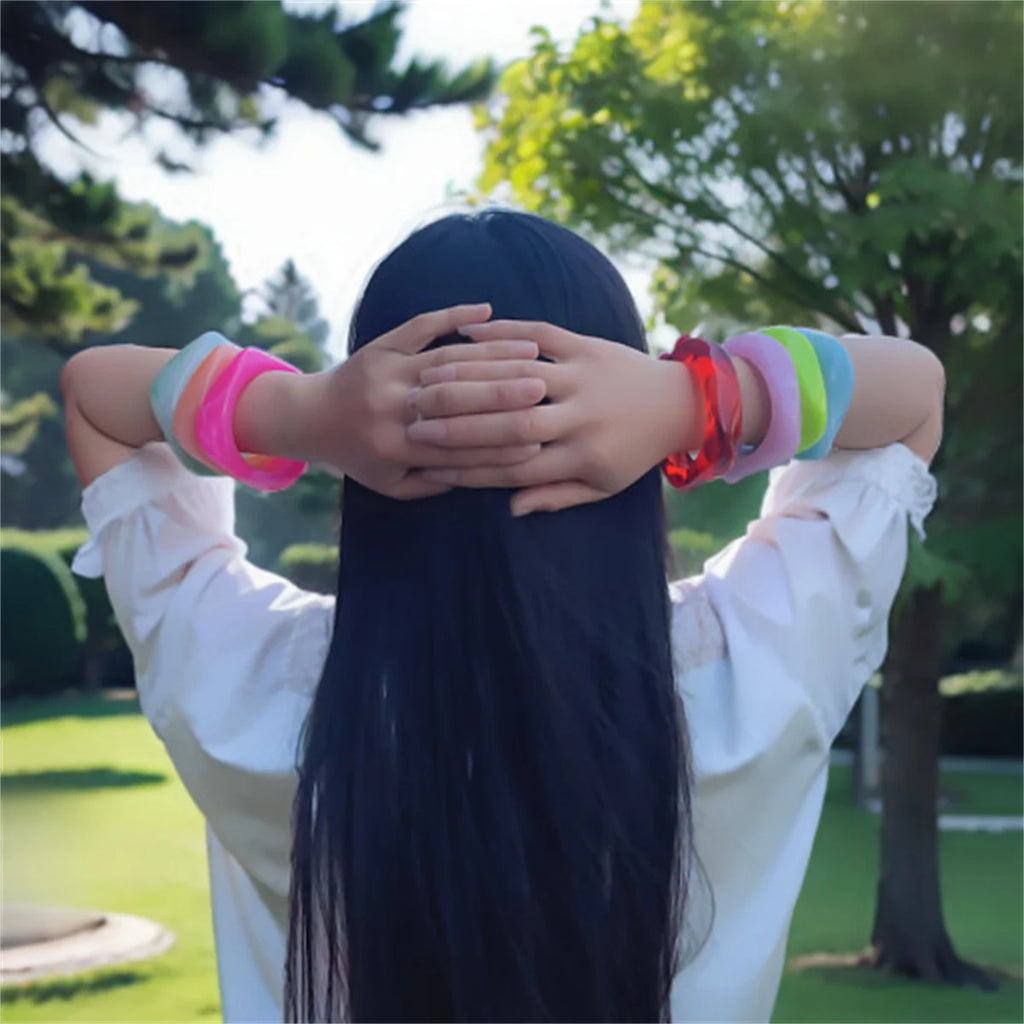 Fashion Summer Trendy Color Clear Wide Version Square Acrylic Resin Bracelet Women Girl Ins Party Travel Jewelry Hip Hop Bangle Qme