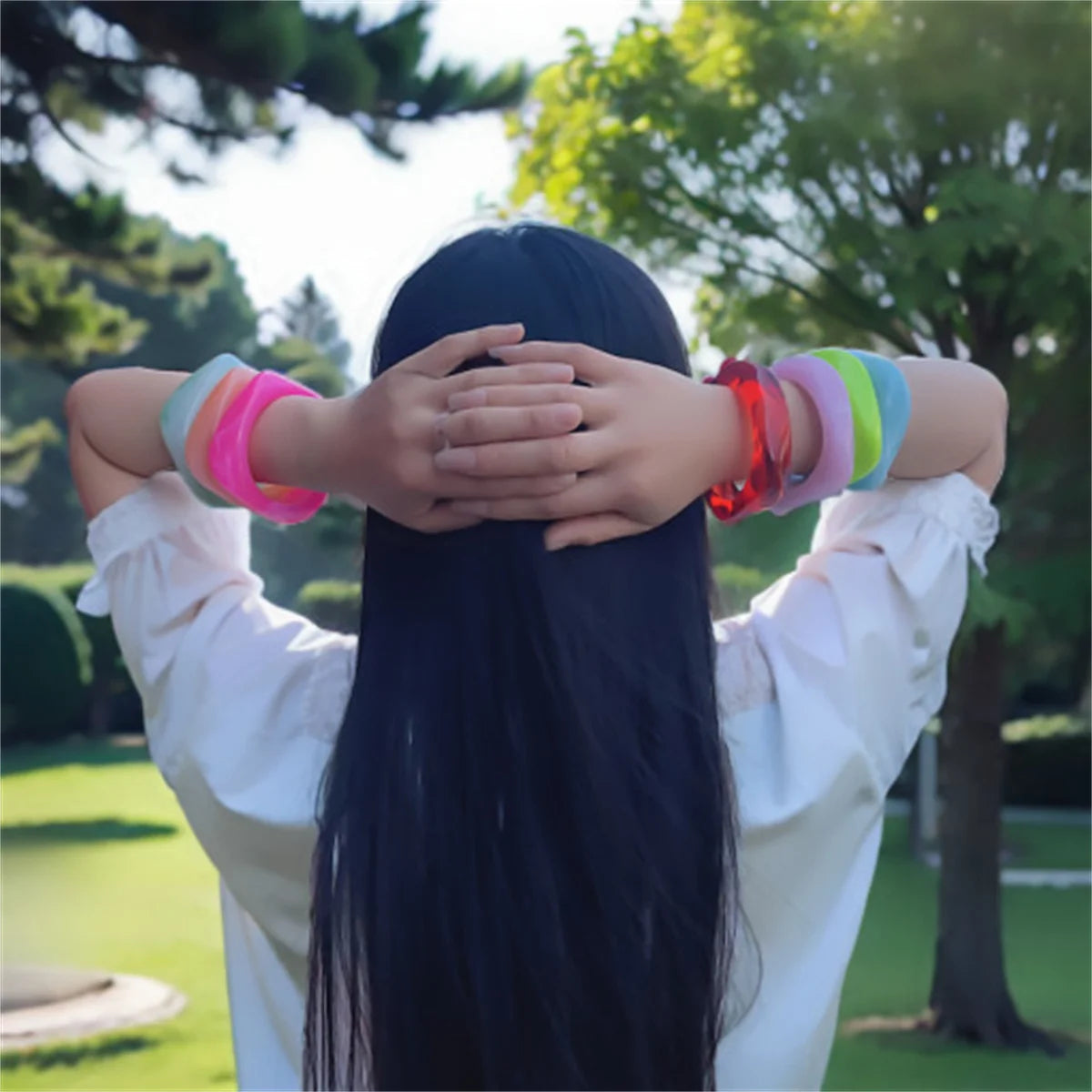 Fashion Summer Trendy Color Clear Wide Version Square Acrylic Resin Bracelet Women Girl Ins Party Travel Jewelry Hip Hop Bangle Qme