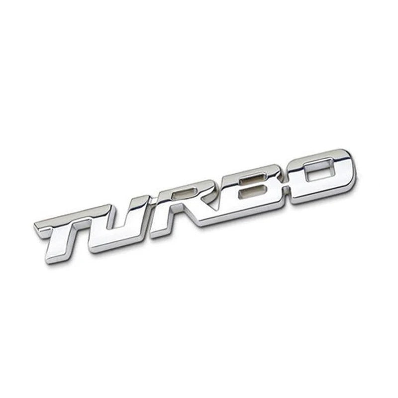 Car Sticker Turbocharged Turbo Metal Alloy 3D Badge Car Modification Accessories Rear Marked Side Marking Decorative Car-Sticker Qme 9.7X1.1cm Silver